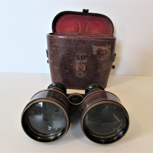 Vintage Binoculars In Leather Case Damaged.              / MEMsArtShop.