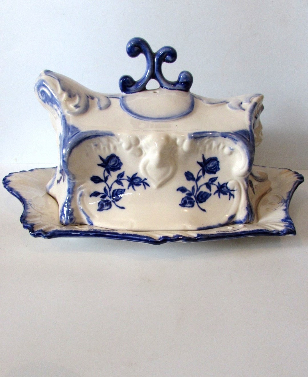 Large Antique Ironstone Staffordshire Cheese Dish With Lid Made in England / Etsy