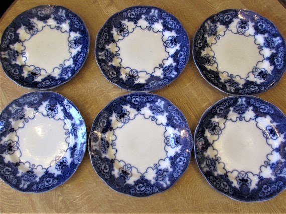 6 X Antique Lonsdale Floral Flow Blue 9-3/4 Dinner Plate 1800s one of the  Plates is Chipped See Last Two Photos /memsartshop. - Etsy