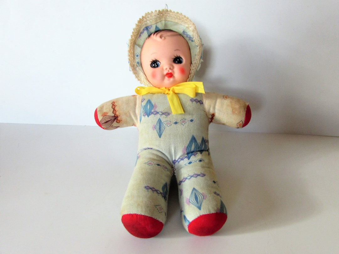 Rare Medium Rag Doll With Hard Plastic Face Working - Etsy