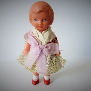 Super Little Rubber Doll With Original Costume   /MEMsArtShop.