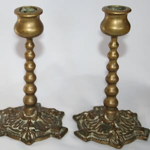 Pair Of Small Brass Candle Holders /MEMsArtShop.