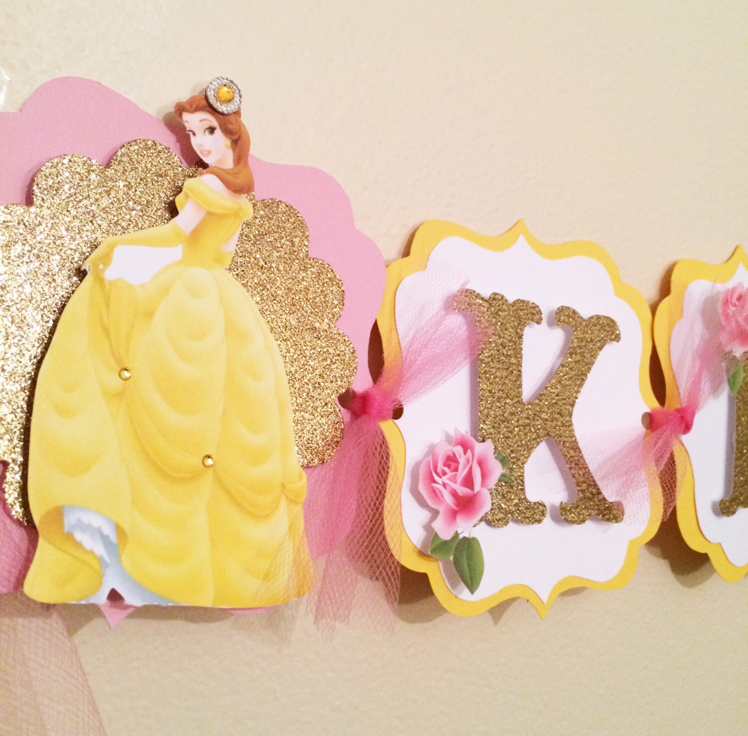 Belle Banner Princess Belle name banner Disney inspired | Etsy