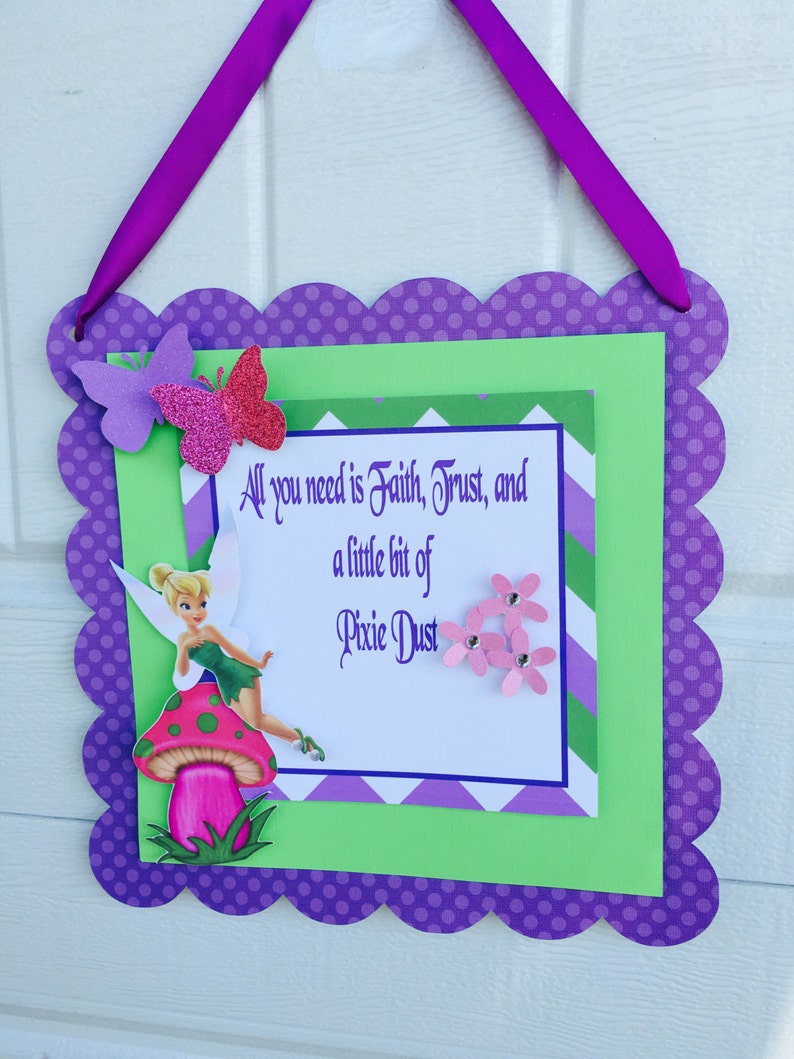 Tinkerbell Door Sign Tinkerbell Welcome Door Sign Pixie | Etsy