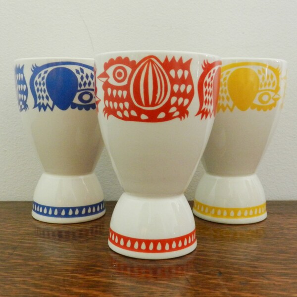 Arabia Finland Double Egg Cup in Red - Mid Century Chicken & Egg Design by Gunvor Olin-Grönqvist (GOG)