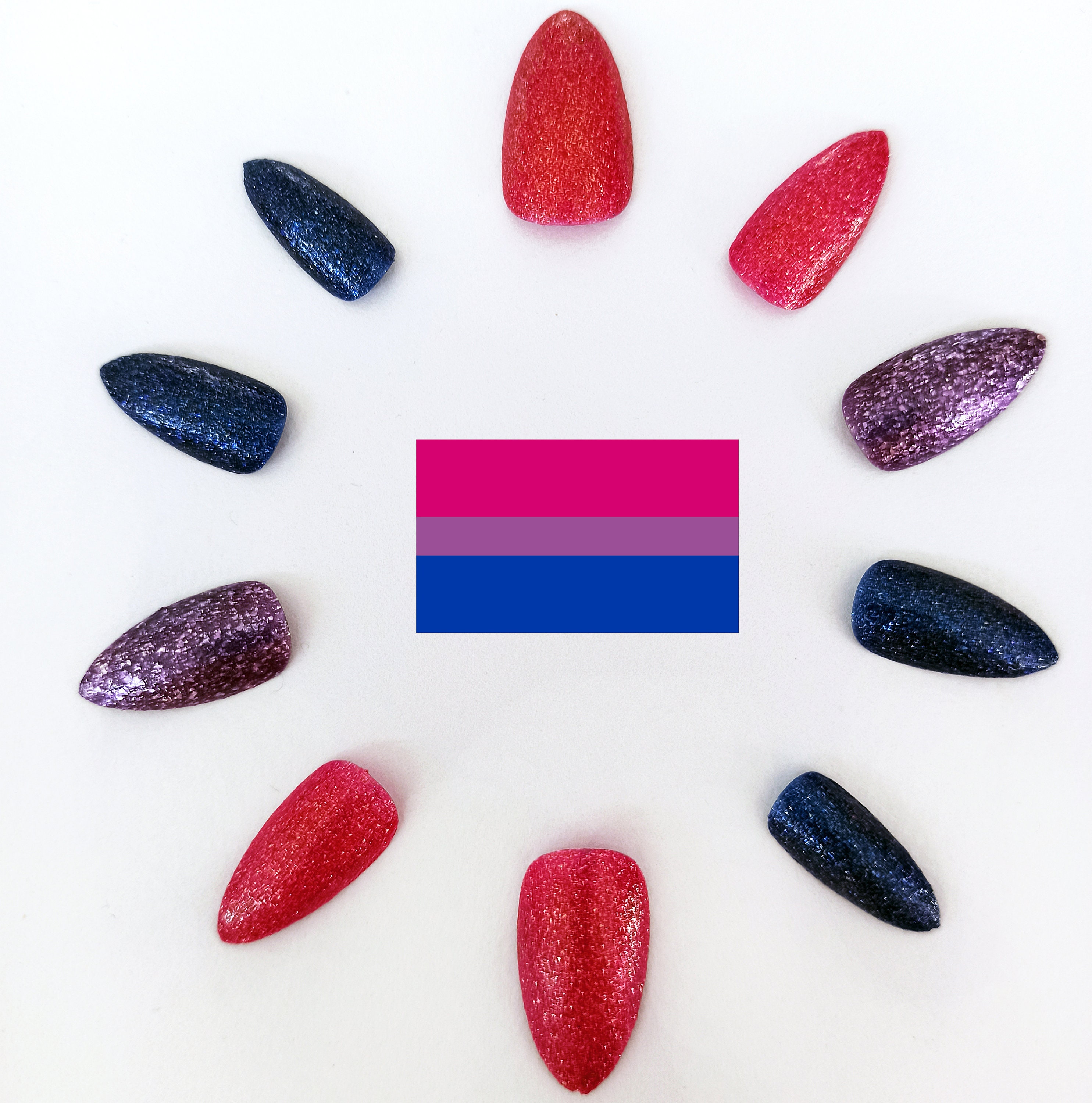 LGBT Stiletto Fake Nails Bisexual Flag Fake Nails Pride | Etsy