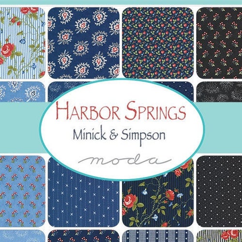 Harbor Springs Fat Quarter Bundle 40 fq'sMinick & Simpson for Moda Fabric Red White Blue shops July 4th