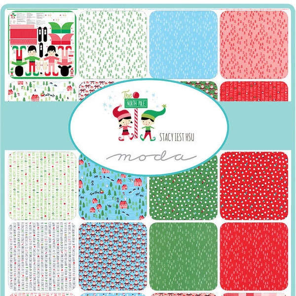 The NORTH POLE 5" Charm Pack Moda Fabric Christmas Stacy Iest HSU