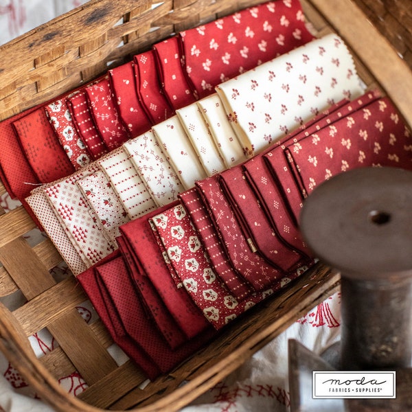 Redwork Gatherings Fat Quarter Bundle 30 fq's by Primitive Gatherings for Moda Fabric