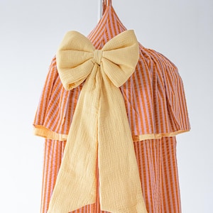 Muslin decorative bow in butter yellow, Wall or door holiday decoration, Wedding table decor, Baby crib decoration, bows for nursery canopy