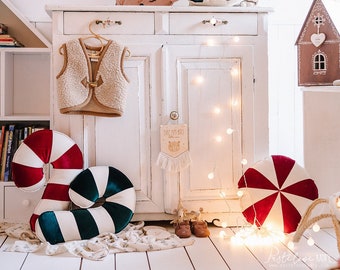 Ensemble de 3 coussins de Noël au choix, un oreiller sucette et des gouttes, décorations de vacances pour canapé ou chambre de bébé, idée cadeau de Noël pour maman