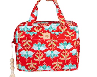 Makeup bag "Lotus Flower" Big size, Cotton makeup bag, Capacious bags, Travel Case, Dopp Kit For Women, Toiletry Bag, Travel Pouch