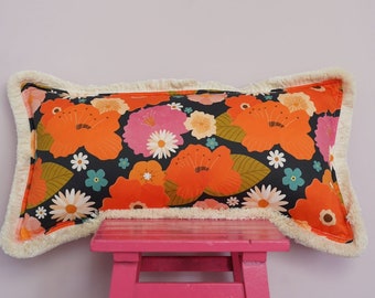 Bolster with fringe "Picnic with Flowers"