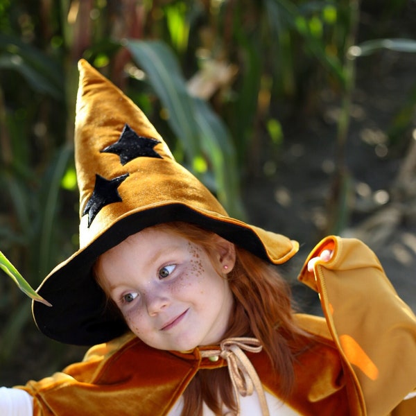 Zauberhut „Gold Magic“ Zaubererhut für Jungen, Hexenhut für Mädchen, Halloween-Kostüm für Schulparty, Karnevalskostüm für Kinder, kreatives Spielzeug
