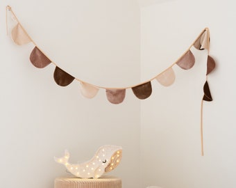 Velvet Garland with Half Moons “Beige Pearl”,Kids Room decoration, Baby's Room Decoration, Decorative garland, Kids bed decoration