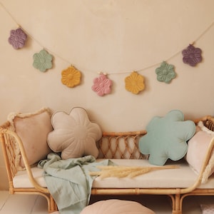 Velvet bloom garland  &quot;Rainbow Bouquet&quot;, Nursery decoration, Garland for girl, Wall decoration, Handmade, Gift for Kids, Decorative garland