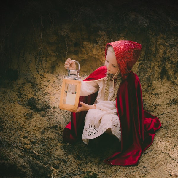 Capa infantil “Caperucita Roja”, disfraz de halloween para niña, disfraz de caperucita roja, capa roja para niño, disfraz de carnaval para