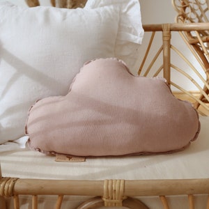 Linen cloud cushion &quot;Powder Pink&quot;, decorative pillow for a child , cozy infant pillow, thoughtful baby shower gift, present for a newborn