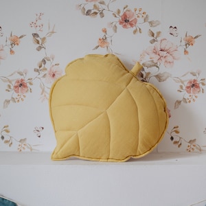 Linen Leaf Pillow “Honey”, Home Decor Cushion, Soft Pillow, Chair, Sofa, Bed ,Cushion for Girl, Cushion for Boy,  Pillow for Baby, Nursery