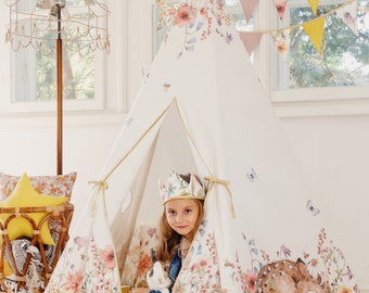 Teepee Tent “Wildflowers”, Gift for kids, Teepee tent for kids, Teepee tent for girl, Teepee tent for boy, Baby room, Garden, Terrace