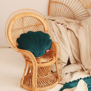 Soft Velvet Shell Pillow “Emerald”, Shell Cushion, Velvet pillow, Seashell pillow for sofa, Decorative pillow for living room, Gift for her