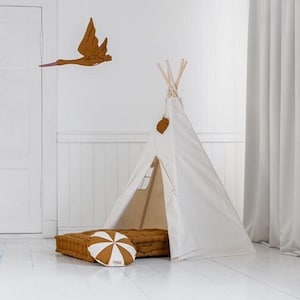 Klassisches Tipi-Zelt „Beige“ Naturfarben Dekor, Tipis für Jungen, Tipi für Mädchen, Geburtstagsgeschenkidee, Jungenzimmer Deko, Montessori-Zimmer