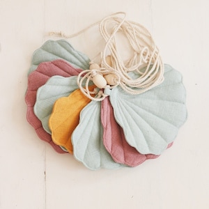 Linen Garland with Shells “Summerwind”, Nursery decoration, Garland for boy, Garland for girl, Wall decoration,Handmade, Kids bed decoration