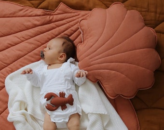 Oreiller en coquille de lin « Papaye », accessoires modernes pour la maison, décoration faite à la main, décoration de chambre d'enfant, cadeau pour bébé, bohème chic, vie éclectique