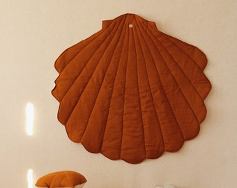 Linen Shell Mat “Caramel” ,Mat for canopy, Carpet for childreen, Kids room, Baby room, Floor mat, Playmat for boy, Playmat for girl