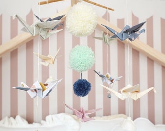 Pastel colors  Origami Nursery Mobile