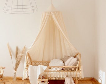 Baldachin für Babyzimmer im Boho-Stil „Rohbaumwolle“ Baldachin für Kinderzimmer, Mädchenzimmerdekoration, Boho-Zimmerdekoration über einem Bett, minimalistisches Dekor