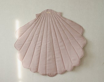 Linen Shell Mat “Powder Pink” , Playmat for girl, Decorative mats, Mat for garden, Mat for terrace, Mat for teepee tent, Mat for canopy