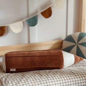 Corduroy crayon pillow “Caramel” back to school decor, Preschooler and Student gift idea, kids room decor, Montessori student room decor
