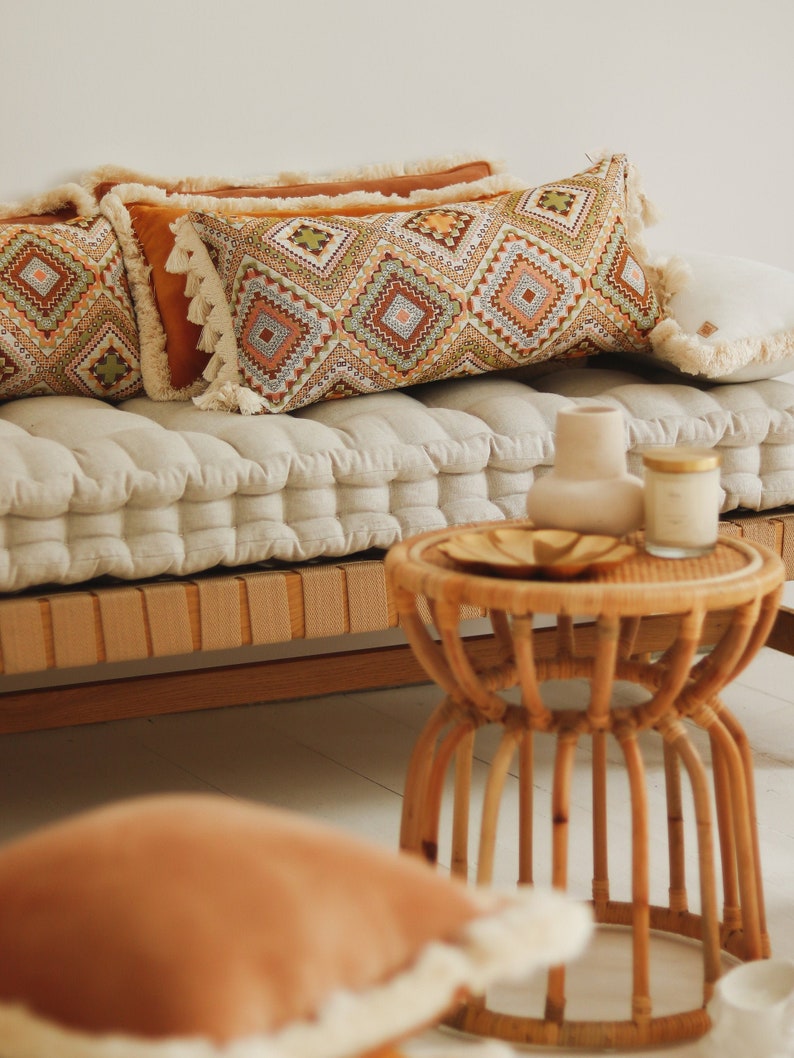 Cojín de borlas Tribu Boho, almohada decorativa para sala de estar