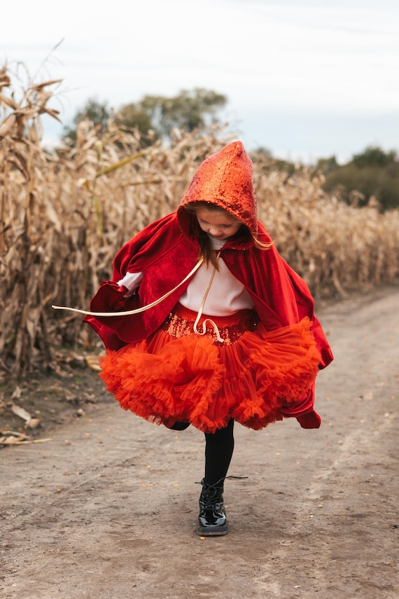 Red Tulle Skirt with Ruffles and Sequins, A Fairy Tale Costume for  Halloween and Special Occasions, skirt for girl, princess tutu skirt