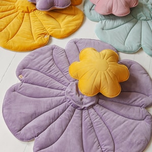 Velvet bloom mat &quot;Violet&quot;, Mat for teepee tent, mat for canopy, carpet for childreen, Kids room, Baby room, Floor mat