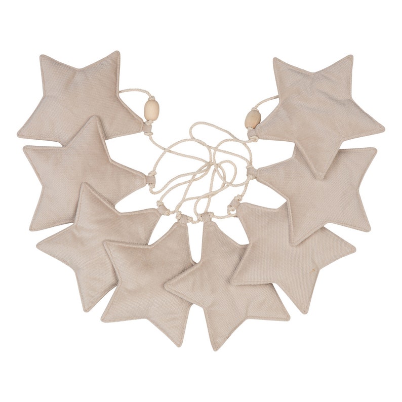 Velvet Cream Dust Garland with Stars - Thumbnail 2