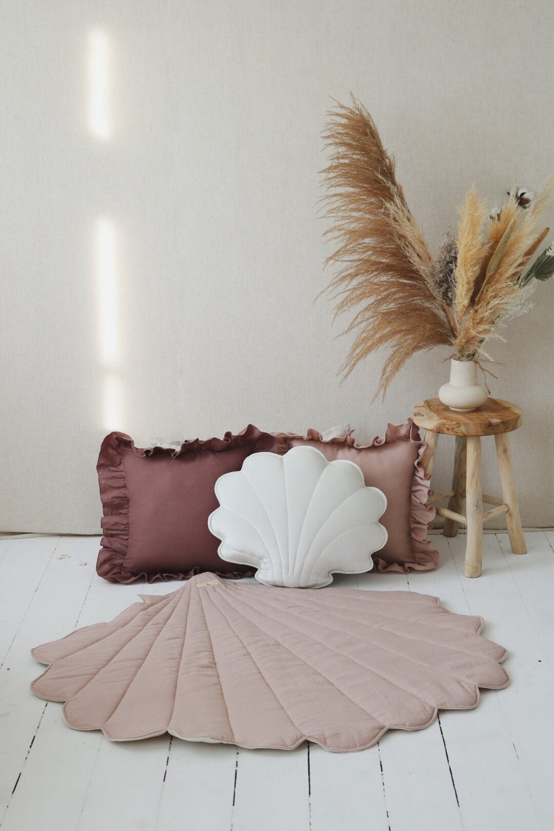 Linen Shell Mat powder Pink , Playmat for Girl, Decorative Mats, Mat for  Garden, Mat for Terrace, Mat for Teepee Tent, Mat for Canopy - Etsy