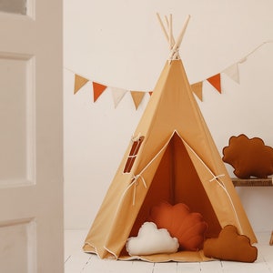 Teepee and Mat Set “Ochre”,  Teepee tent for boy, Kids play tent, Kids room, baby room, Playmat for Kids, Teepee for garden