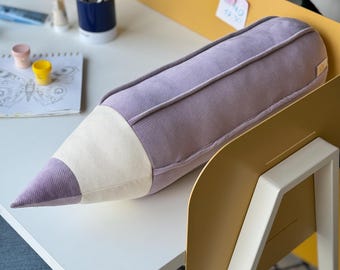 Crayon velvet pillow “Purple&quot; back to school decor, Preschooler and Student gift idea, kids room decor, Montessori student room decor
