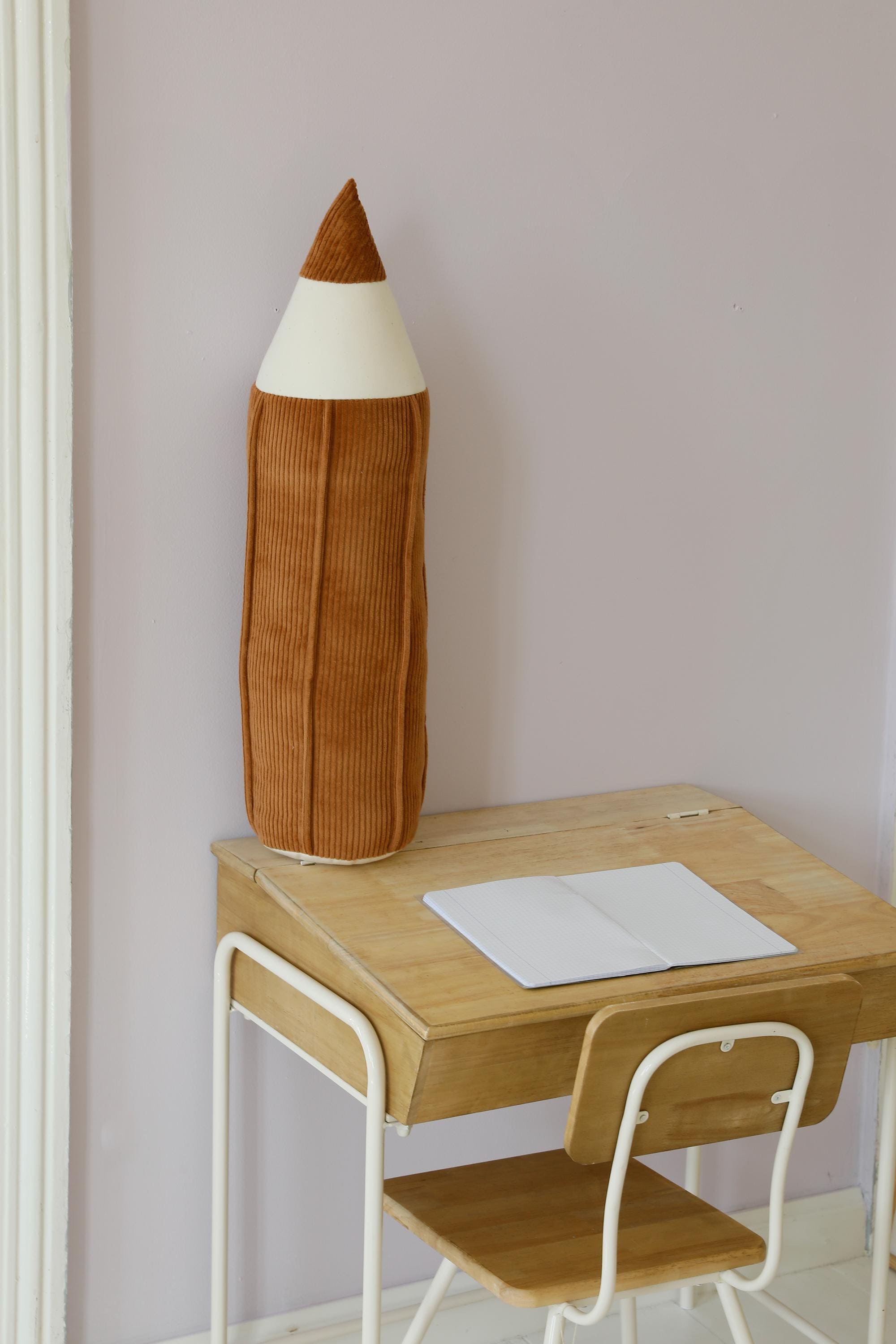 Corduroy crayon pillow “Caramel” back to school decor, Preschooler and Student gift idea, kids room decor, Montessori student room decor
