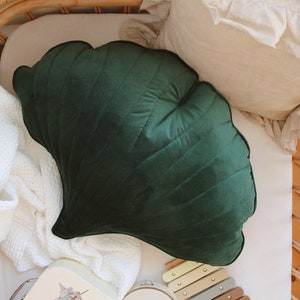 Velvet Ginkgo Leaf Pillow “Green”,Decorative cushion, Decorative cushion for living room, for bedroom, Exclusive cushions, Gift for her