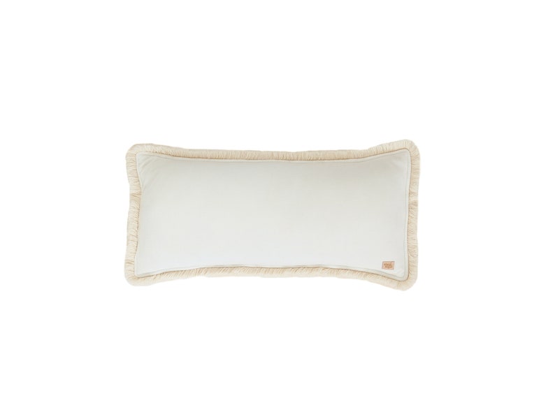 Soft Velvet Bolster Pillow With Fringe - Thumbnail 2