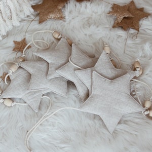 Linen Garland with Stars “Star Dust”, Nursery decoration, Wall decoration, Handmade, Kids Room decoration, Kids bed decoration