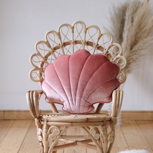 Velvet Shell Pillow “Marsala Pearl”, Decorative shell pillow, Shell Cushion, Decorative pillow for kid room, Gift for her, Luxurious gift