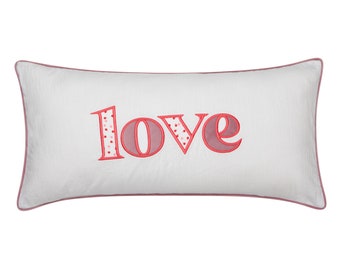 Decorative pillowcase with embroidered text "Love" Perfect present for your love, valentine's day gift idea, personalised unique gift