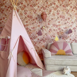 Tienda tipi rosa para habitación de niña, idea para fiesta en el jardín, regalo de cumpleaños, decoración rosa para habitación de niña, estilo bohemio, regalo de Pascua para niña