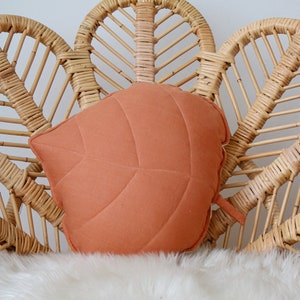 Linen Leaf Pillow “Papaya”, Home Decor Cushion, Soft Pillow, Chair, Sofa, Bed,  Pillow for Baby, Kids room,Children&#39;s room, Nursery