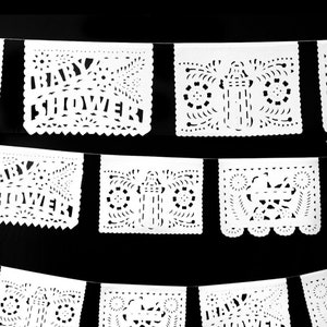 Baby Shower Papel Picado decorative Banner Tissue Paper Garland for Gender Reveal, Fiesta Baby Shower, Mexican Party Decor, boy or girl baby