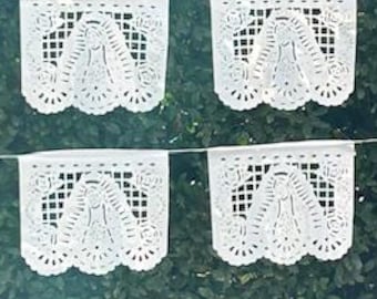 Our Lady of Guadalupe Papel Picado Banner - Catholic Celebration Garland Virgin Mary Virgen Maria